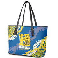 Kaiser Hawaii High School Leather Tote Bag Puakenikeni Lei Hawaiian Pattern - Polynesian Pride
