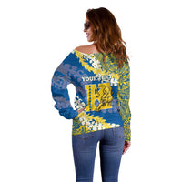 Personalized Kaiser Hawaii High School Off Shoulder Sweater Puakenikeni Lei Hawaiian Pattern - Polynesian Pride