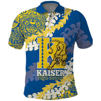 Personalized Kaiser Hawaii High School Polo Shirt Puakenikeni Lei Hawaiian Pattern LT14 Blue - Polynesian Pride