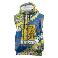 Personalized Kaiser Hawaii High School Sleeveless Zip Hoodie Puakenikeni Lei Hawaiian Pattern - Polynesian Pride
