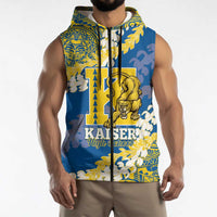 Personalized Kaiser Hawaii High School Sleeveless Zip Hoodie Puakenikeni Lei Hawaiian Pattern LT14 - Polynesian Pride