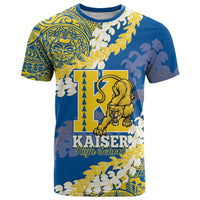 Personalized Kaiser Hawaii High School T Shirt Puakenikeni Lei Hawaiian Pattern LT14 Blue - Polynesian Pride