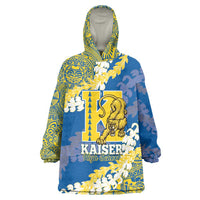 Personalized Kaiser Hawaii High School Wearable Blanket Hoodie Puakenikeni Lei Hawaiian Pattern LT14 One Size Blue - Polynesian Pride