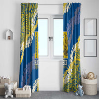 Kaiser Hawaii High School Window Curtain Puakenikeni Lei Hawaiian Pattern - Polynesian Pride