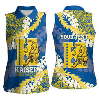 Personalized Kaiser Hawaii High School Women Sleeveless Polo Shirt Puakenikeni Lei Hawaiian Pattern - Polynesian Pride