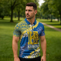 Personalized Kaiser Hawaii High School Zipper Polo Shirt Puakenikeni Lei Hawaiian Pattern LT14 - Polynesian Pride