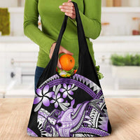 Purple Polynesian Grocery Bag Hammerhead Shark Tattoo Royal Plumeria Gradient LT14 - Polynesian Pride