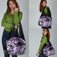 Purple Polynesian Grocery Bag Hammerhead Shark Tattoo Royal Plumeria Gradient LT14 - Polynesian Pride