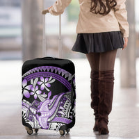 Purple Polynesian Luggage Cover Hammerhead Shark Tattoo Royal Plumeria Gradient Vibes LT14 - Polynesian Pride