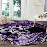 Purple Polynesian Round Carpet Hammerhead Shark Tattoo Royal Plumeria Gradient Vibes LT14 - Polynesian Pride