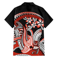 Red Polynesian Family Matching Tank Maxi Dress and Hawaiian Shirt Hammerhead Shark Tattoo Royal Plumeria Gradient Vibes LT14 - Polynesian Pride