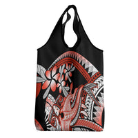 Red Polynesian Grocery Bag Hammerhead Shark Tattoo Royal Plumeria Gradient LT14 - Polynesian Pride