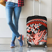Red Polynesian Luggage Cover Hammerhead Shark Tattoo Royal Plumeria Gradient Vibes LT14 - Polynesian Pride