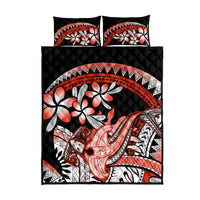 Red Polynesian Quilt Bed Set Hammerhead Shark Tattoo Royal Plumeria Gradient Vibes LT14 - Polynesian Pride
