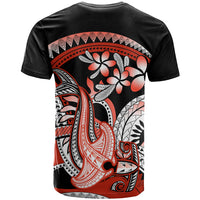 Red Polynesian T Shirt Hammerhead Shark Tattoo Royal Plumeria Gradient Vibes LT14 - Polynesian Pride