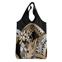 Gold Polynesian Hammerhead Shark Tattoo Grocery Bag Royal Plumeria Gradient Vibes LT14 - Polynesian Pride