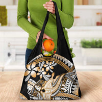 Gold Polynesian Hammerhead Shark Tattoo Grocery Bag Royal Plumeria Gradient Vibes LT14 - Polynesian Pride
