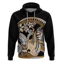 Gold Polynesian Hammerhead Shark Tattoo Zip Hoodie Royal Plumeria Gradient Vibes LT14 Pullover Hoodie Gold - Polynesian Pride