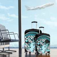 Turquoise Polynesian Hammerhead Shark Tattoo Luggage Cover Royal Plumeria Gradient Vibes LT14 - Polynesian Pride