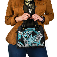 Turquoise Polynesian Hammerhead Shark Tattoo Shoulder Handbag Royal Plumeria Gradient Vibes LT14 - Polynesian Pride