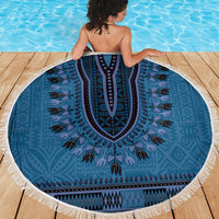 Blue African Dashiki With Fijian Tapa Pattern Beach Blanket