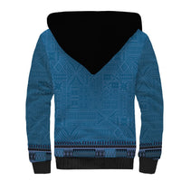 Blue African Dashiki With Fijian Tapa Pattern Sherpa Hoodie LT14 - Polynesian Pride