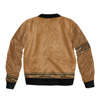Brown African Dashiki With Fijian Tapa Pattern Bomber Jacket