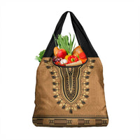 Brown African Dashiki With Fijian Tapa Pattern Grocery Bag