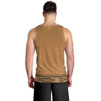 Brown African Dashiki With Fijian Tapa Pattern Men Tank Top