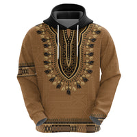 Brown African Dashiki With Fijian Tapa Pattern Zip Hoodie
