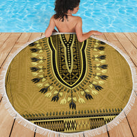 Gold African Dashiki With Fijian Tapa Pattern Beach Blanket