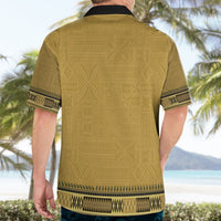 Gold African Dashiki With Fijian Tapa Pattern Hawaiian Shirt LT14 - Polynesian Pride