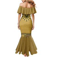 Gold African Dashiki With Fijian Tapa Pattern Mermaid Dress LT14 - Polynesian Pride