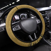 Gold African Dashiki With Fijian Tapa Pattern Steering Wheel Cover