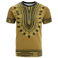 Gold African Dashiki With Fijian Tapa Pattern T Shirt