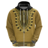 Gold African Dashiki With Fijian Tapa Pattern Zip Hoodie