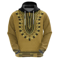 Gold African Dashiki With Fijian Tapa Pattern Zip Hoodie