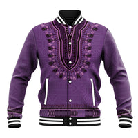 Purple African Dashiki With Fijian Tapa Pattern Baseball Jacket