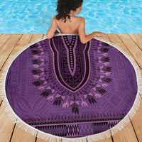 Purple African Dashiki With Fijian Tapa Pattern Beach Blanket