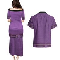 Purple African Dashiki With Fijian Tapa Pattern Couples Matching Puletasi and Hawaiian Shirt LT14 - Polynesian Pride
