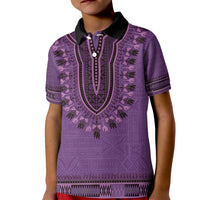 Purple African Dashiki With Fijian Tapa Pattern Kid Polo Shirt