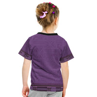 Purple African Dashiki With Fijian Tapa Pattern Kid T Shirt