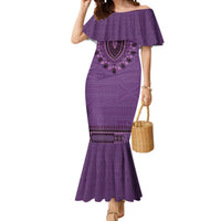 Purple African Dashiki With Fijian Tapa Pattern Mermaid Dress LT14 Women Purple - Polynesian Pride