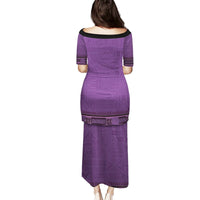 Purple African Dashiki With Fijian Tapa Pattern Puletasi LT14 - Polynesian Pride