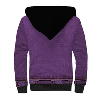 Purple African Dashiki With Fijian Tapa Pattern Sherpa Hoodie LT14 - Polynesian Pride