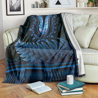 Blue African Dashiki With Aotearoa Maori Blanket Paua Shell Mix Silver Fern LT14 Blue - Polynesian Pride