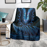 Blue African Dashiki With Aotearoa Maori Blanket Paua Shell Mix Silver Fern LT14 - Polynesian Pride