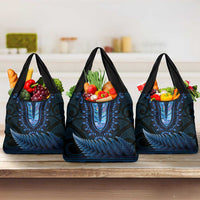 Blue African Dashiki With Aotearoa Maori Grocery Bag Paua Shell Mix Silver Fern LT14 3-pack One Size Blue - Polynesian Pride