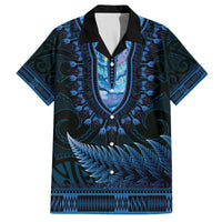 Blue African Dashiki With Aotearoa Maori Hawaiian Shirt Paua Shell Mix Silver Fern LT14 Blue - Polynesian Pride