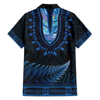 Blue African Dashiki With Aotearoa Maori Hawaiian Shirt Paua Shell Mix Silver Fern LT14 - Polynesian Pride